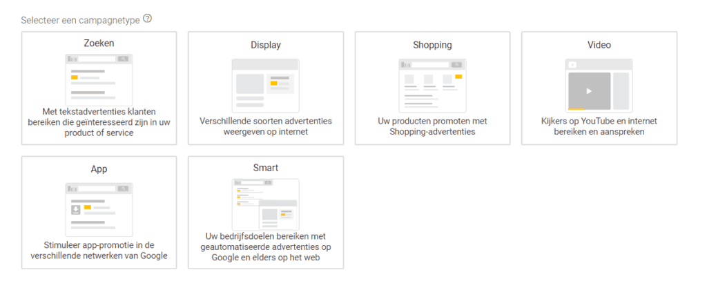 Google Ads campagnetype kiezen