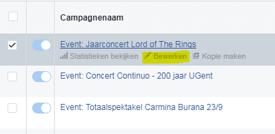 Facebook advertentie bewerken