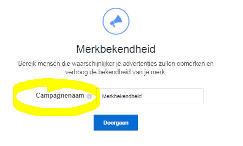 Facebook advertentie campagnenaam