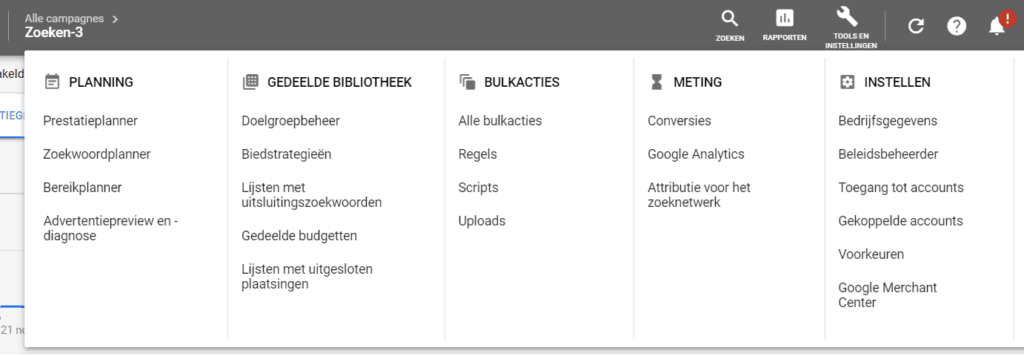 Google Ads zoekwoordplanner