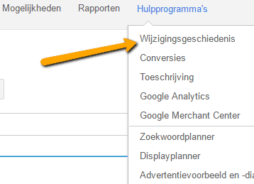 Adwords hulpprogramma wijzigingsgeschiedenis