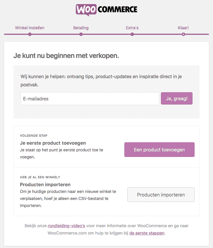 WooCommerce ingesteld