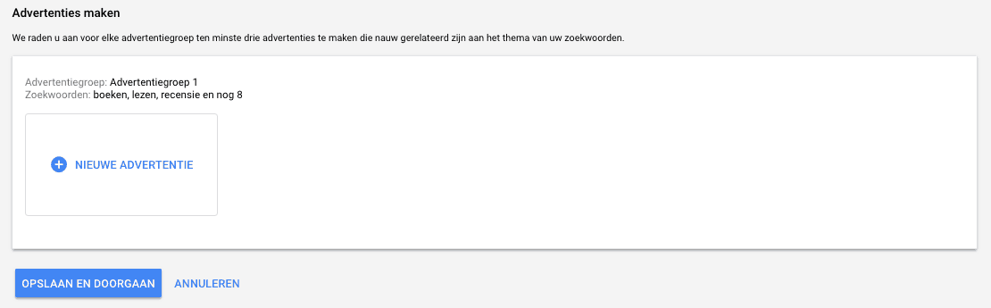Google Advertentie aanmaken