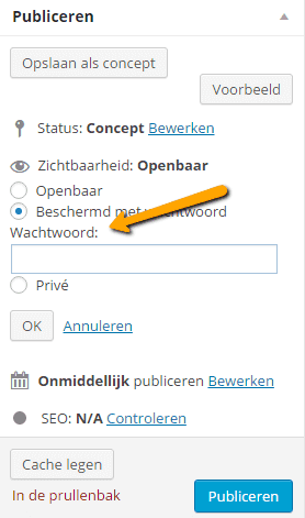 WordPress pagina beveiligen met wachtwoord