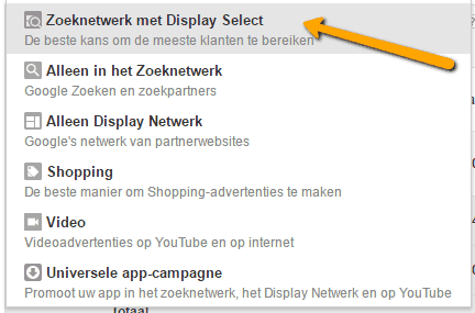 Zoeknetwerk met display select