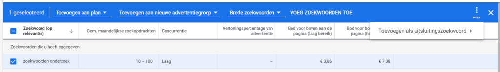 Zoekwoorden selecteren met Google Ads zoekwoordplanner