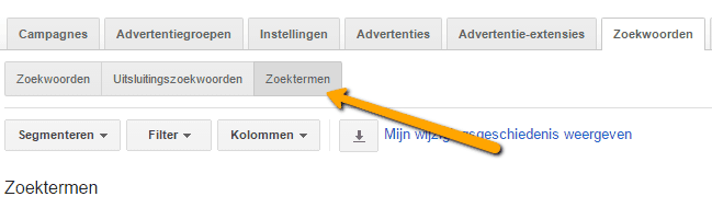 AdWords zoekwoord zoektermen