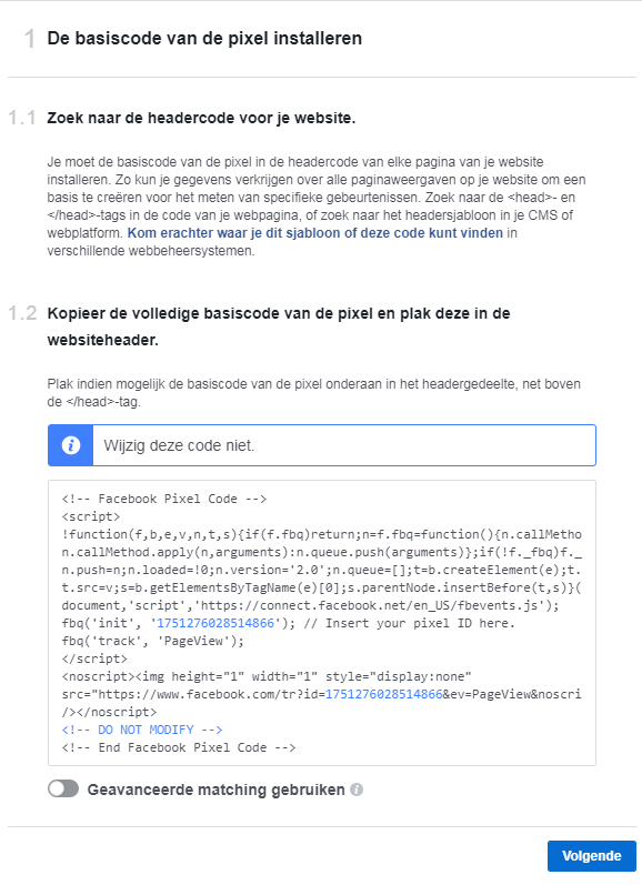 facebook-pixel basiscode installeren