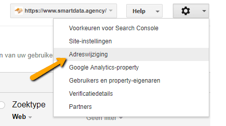 google search console adreswijziging