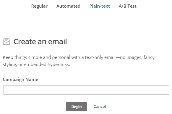 Mailchimp create email plain text
