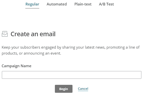 Mailchimp create email regular