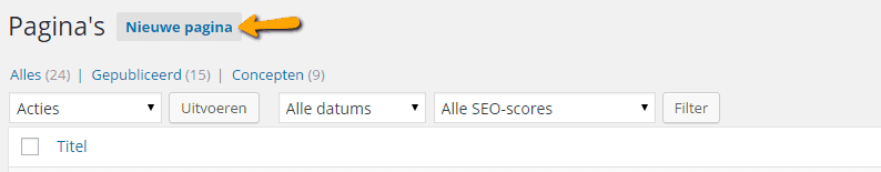 Nieuwe WordPress pagina toevoegen