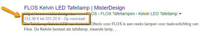 Product rich snippet