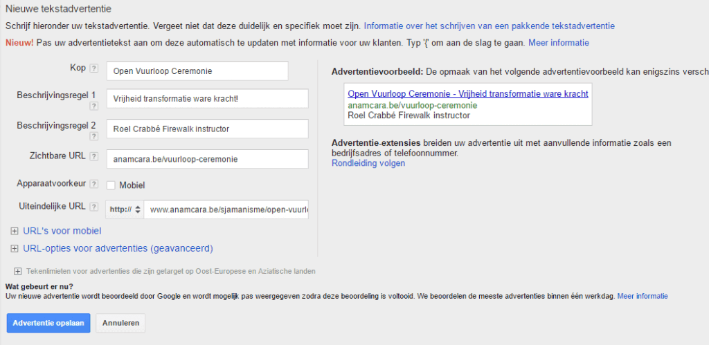 Remarketing advertentie toevoegen tekstadvertentie nieuw