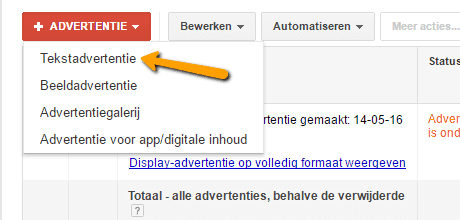 Remarketing advertentie toevoegen tekstadvertentie