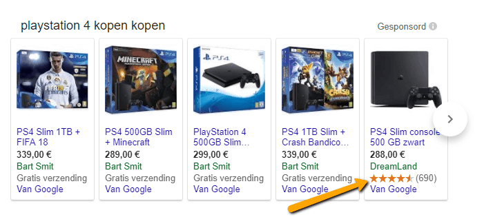Verkopersbeoordelingen op Google Shopping