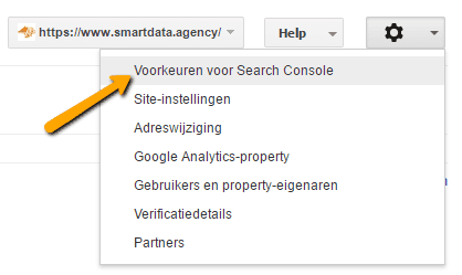 Voorkeuren voor Search Console
