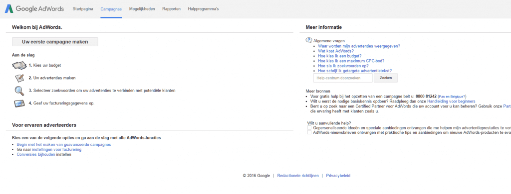Welkom bij AdWords
