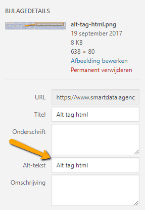 WordPress alt tekst