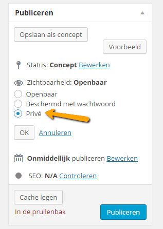 WordPress pagina onzichtbaar maken